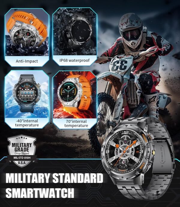 LIGE Military Smart Watches for Men with LED Flashlight(Answ...