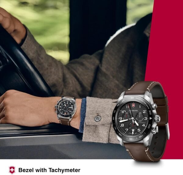 Victorinox Swiss Army Chronograph Black Dial Brown Leather S...