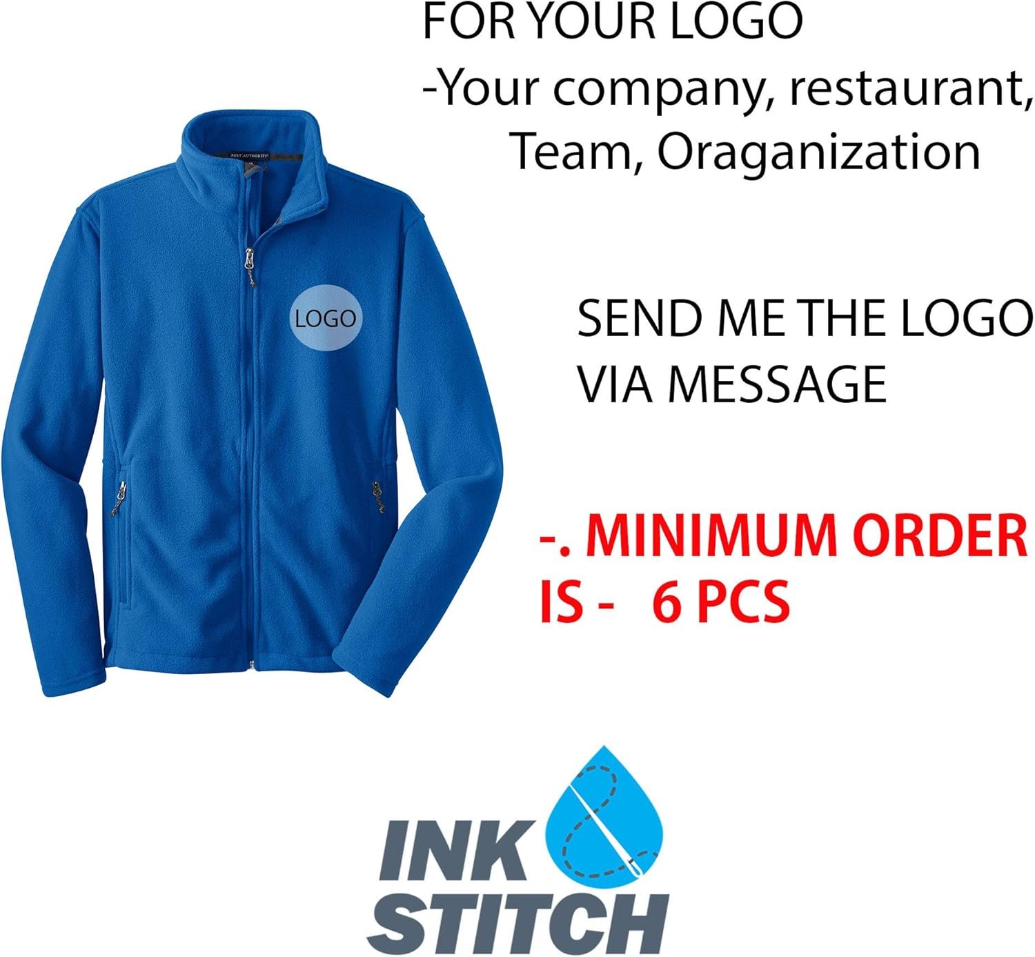 INK STITCH Men Custom Text Stitching Embroidery Value Fleece... - Image 5
