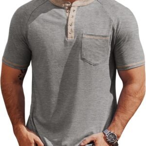 COOFANDY Mens Henley Shirts Short Sleeve Casual Button T-Shi...