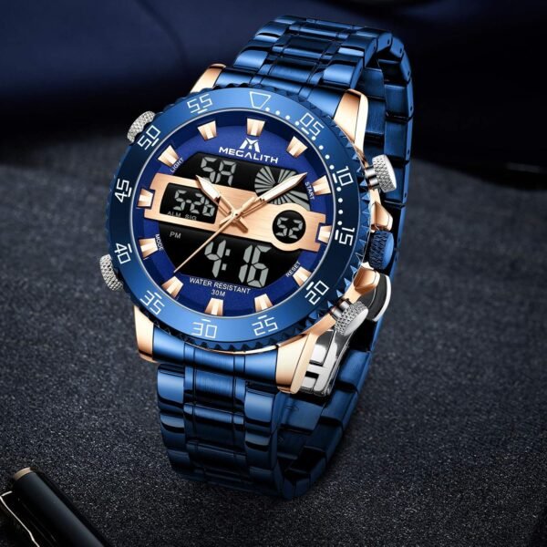 MEGALITH Mens Watch Digital Waterproof Stainless Steel Big F...