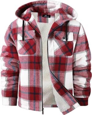 GEEK LIGHTING Men's Flannel Shirts Jacket Sherpa Lined Fleec...