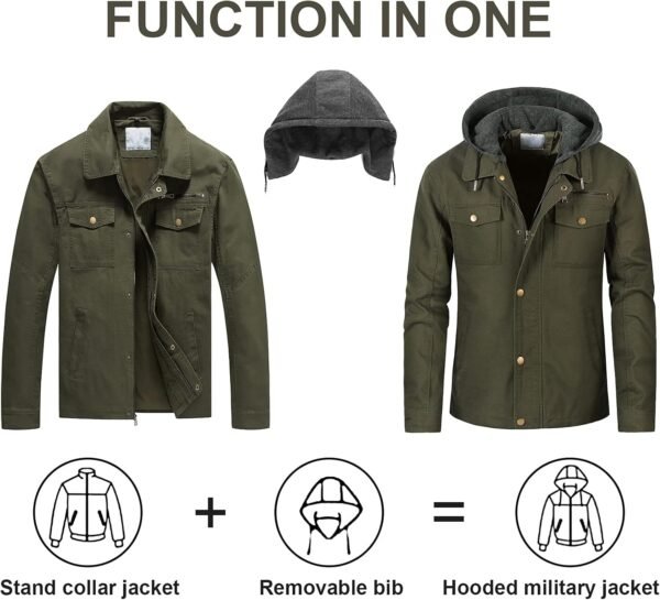 Pursky Men's Canvas Cotton Military Casual Field Jacket Oute...