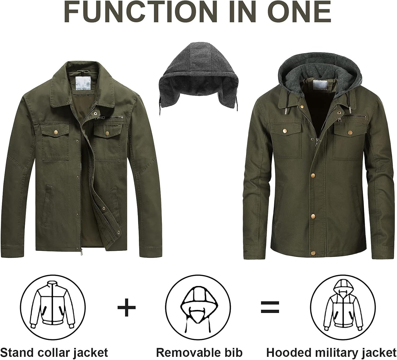 Pursky Men's Canvas Cotton Military Casual Field Jacket Oute... - Image 2
