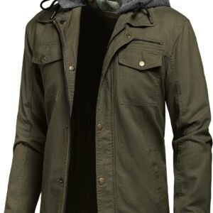 Pursky Men's Canvas Cotton Military Casual Field Jacket Oute...