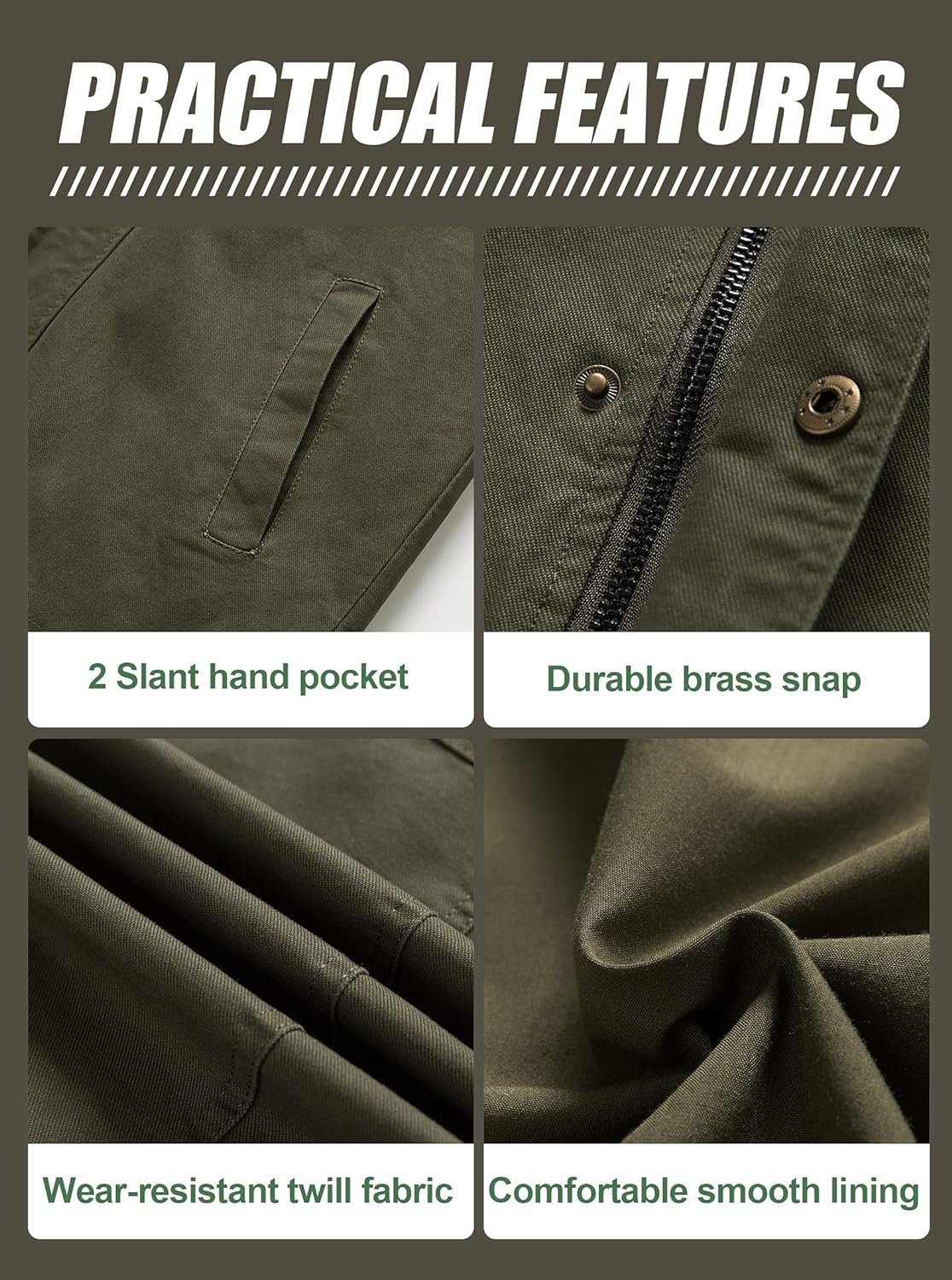 Pursky Men's Canvas Cotton Military Casual Field Jacket Oute... - Image 6