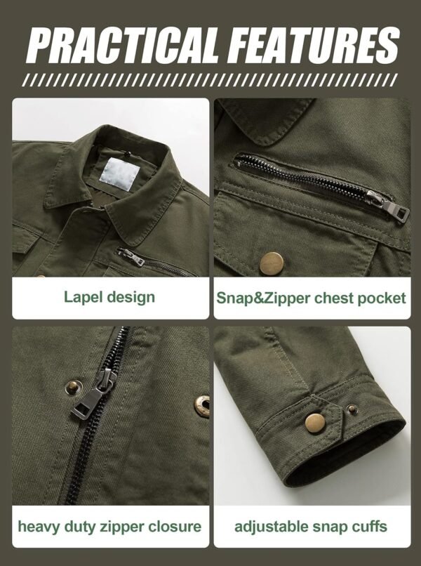 Pursky Men's Canvas Cotton Military Casual Field Jacket Oute...