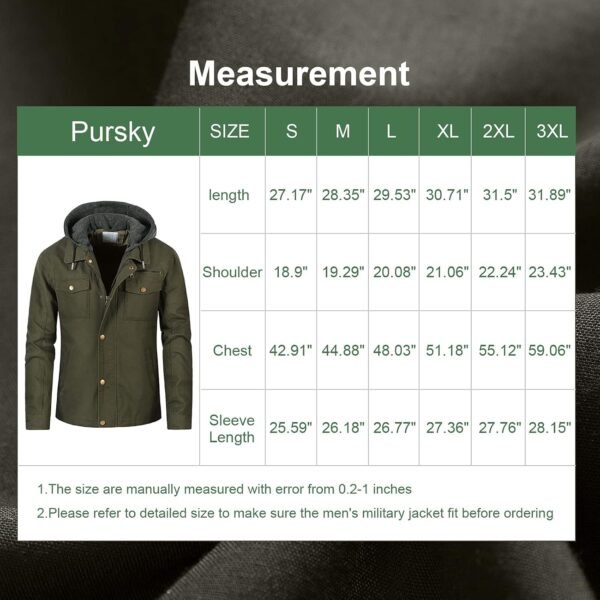 Pursky Men's Canvas Cotton Military Casual Field Jacket Oute...