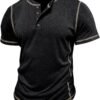 Mens Short Sleeve Shirts Casual Cotton Basic Henley Shirts S...