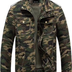 Pursky Men's Military Jacket Casual Washed Cotton Hooded Can...