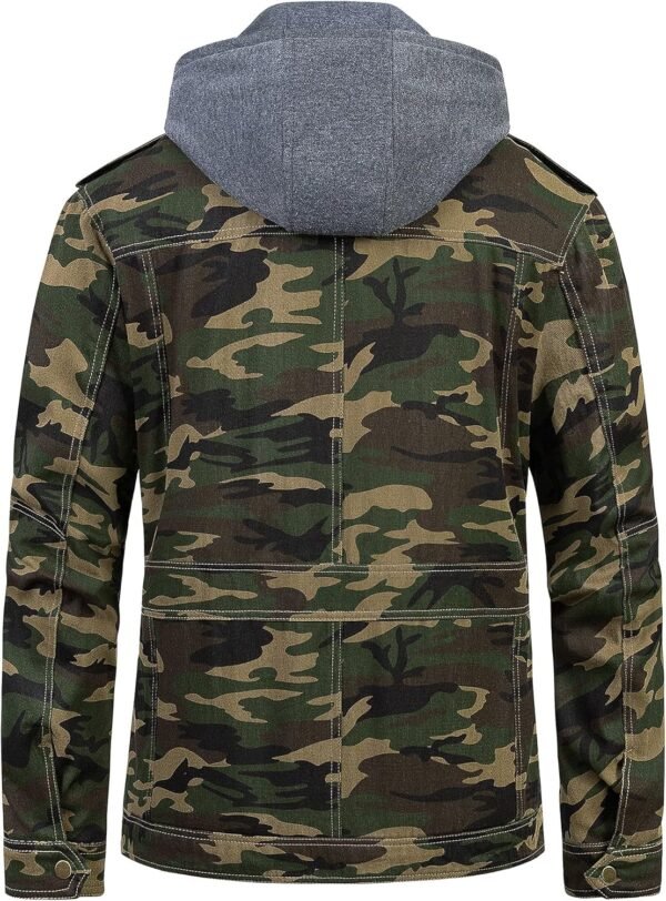 Pursky Men's Military Jacket Casual Washed Cotton Hooded Can...