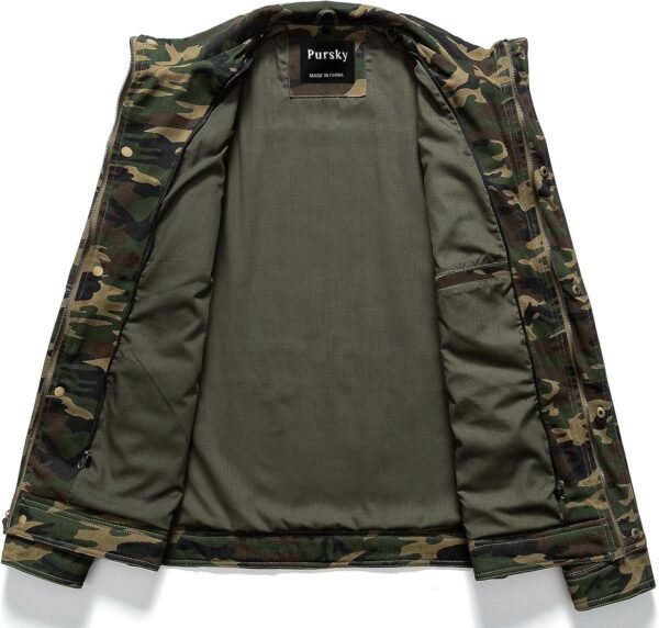 Pursky Men's Military Jacket Casual Washed Cotton Hooded Can...