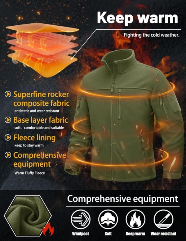 TACVASEN Men's Fleece Jacket Full Zip Winter Jacket Lightwei...