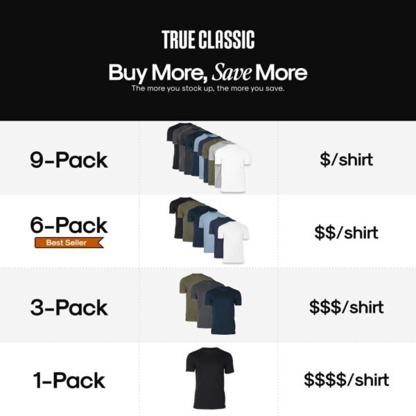 True Classic Mens T-Shirts - Short Sleeve Crew Neck Plain No...