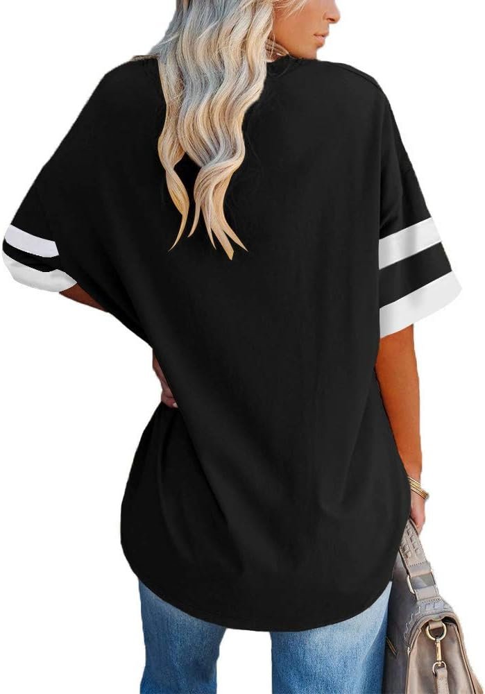 Fisoew Womens Oversized Tees Loose T Shirts Half Sleeve Crew... - Image 2