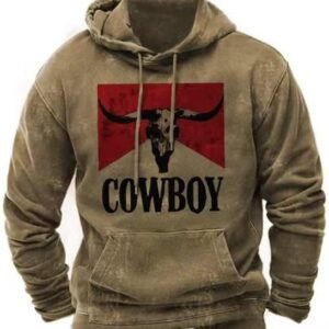 PORCLAY Cowboy Hoodie for Men Western Aztec Hooded Sweatshir...
