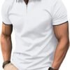 ZITY Mens Quarter Zip Polo Shirts Casual Classic Short Sleev...