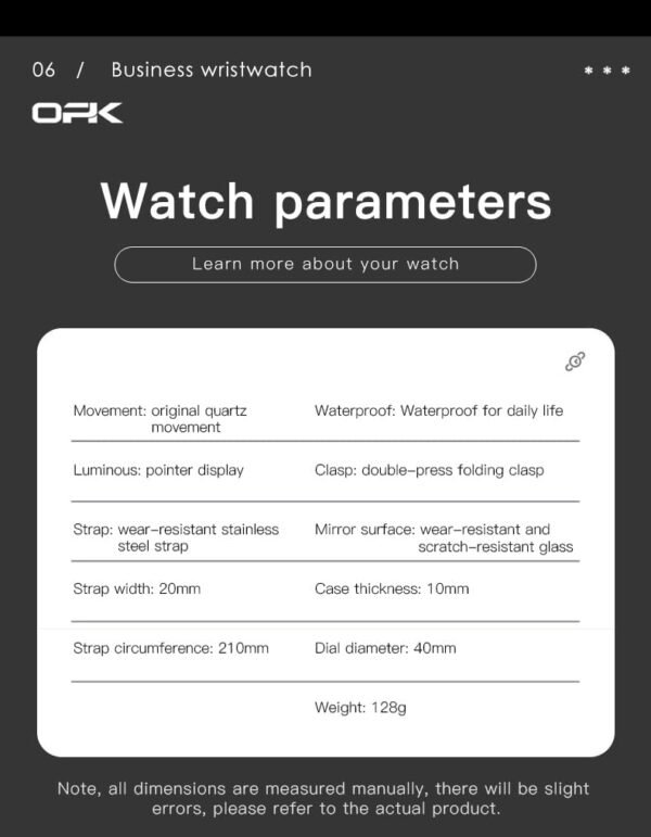 OPK Mens Watch Business Dress Large Analog Stainless Steel W...
