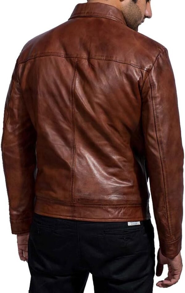 Mens Leather Jacket - Real Lambskin Classic Vintage Style Le...