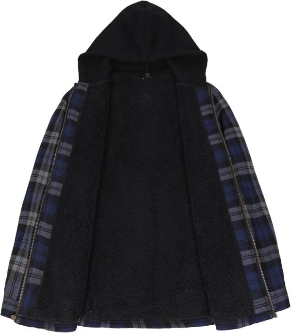 ZENTHACE Men's Sherpa Lined Full Zip Hooded Plaid Shirt Jack...