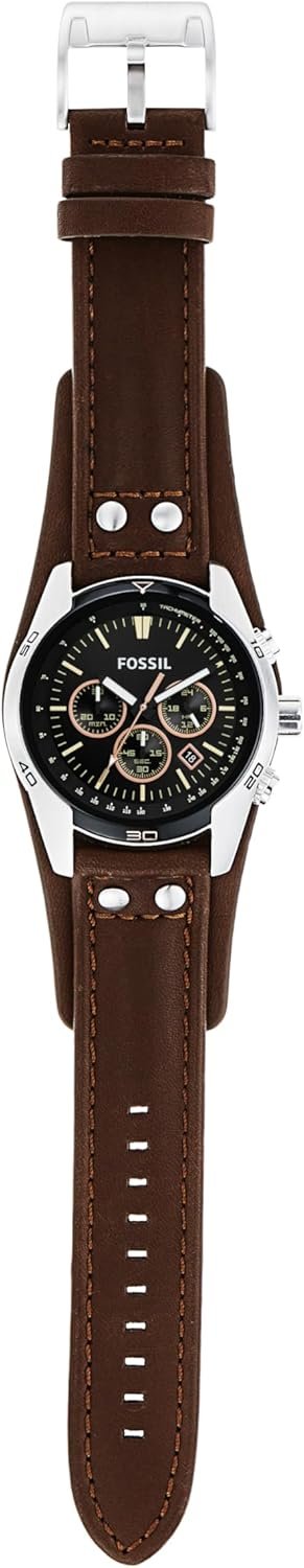 Fossil Men's Coachman Quartz Stainless Steel and Leather Chr...