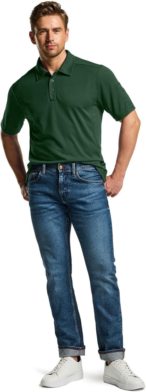CQR Men's Polo Shirts, Tactical Short Sleeve Golf Performanc...