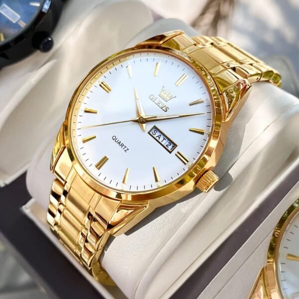 OLEVS Mens Gold Watches Waterproof Stainless Steel Lightweig...