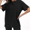 PRIMODA Womens Oversized Short Sleeve T Shirts Trendy Crew N...