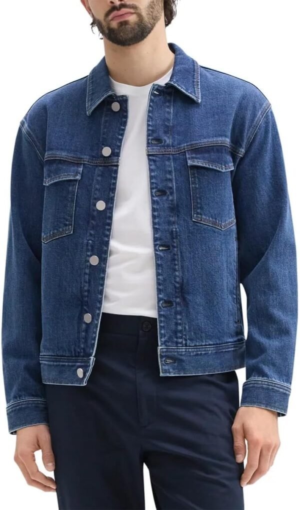 Theory Men's City Trucker Jacket in Denim Beryl