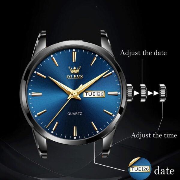 OLEVS Mens Gold Watches Waterproof Stainless Steel Lightweig...