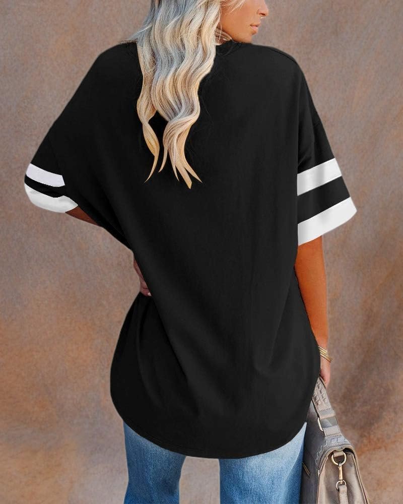Fisoew Womens Oversized Tees Loose T Shirts Half Sleeve Crew... - Image 3