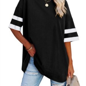 Fisoew Womens Oversized Tees Loose T Shirts Half Sleeve Crew...