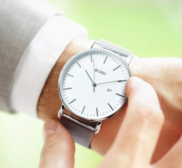 BUREI Men Wrist Watches Fashion Minimalist Analog Quartz Wat...