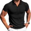 Collared Muscle Shirts for Men Ribbed Knit Slim Fit Polo Shi...