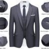 WULFUL Men’s Slim Fit Suit One Button 3-Piece Blazer Dress B...
