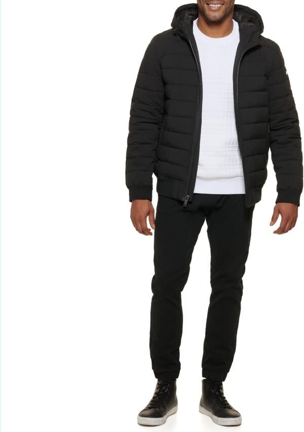 DKNY Men's Quilted Performance Hooded Bomber Jacket
