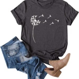 Cicy Bell Women's Dandelion Print T Shirts Cute Graphic Tees...