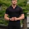Collared Muscle Shirts for Men Ribbed Knit Slim Fit Polo Shi...