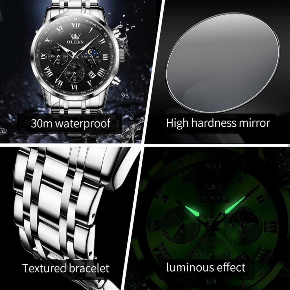 OLEVS Men Multifunction Watch, Multi Dial Waterproof Luminou... - Image 4