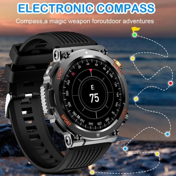 Men Military Intelligent Watch 1.46 inch HD LED Flashlight C...