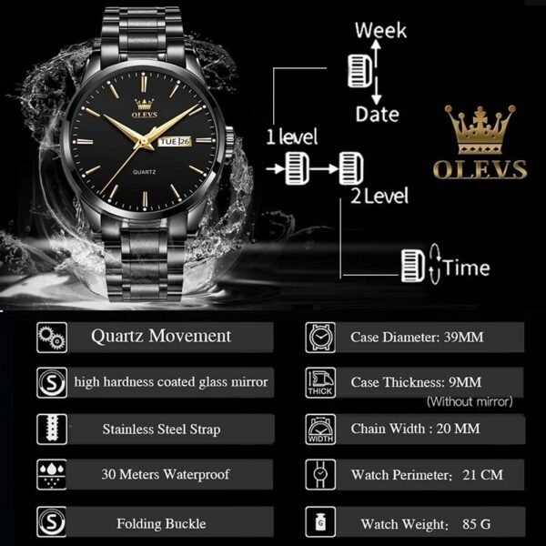 OLEVS Classic Men Watches with Date,Stainless Steel Man Watc...