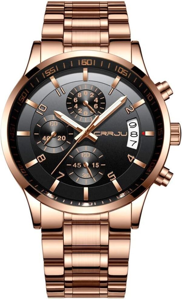 CRRJU Men's Fashion Stainless Steel Watches Date Waterproof ...