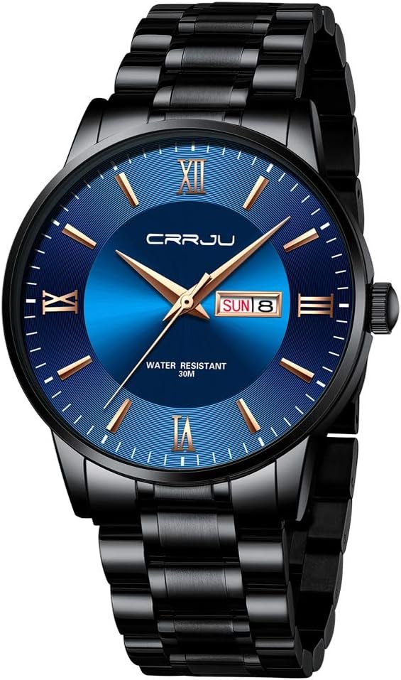 CRRJU Men's Fashion Luxury Stainless Steel Watches for Men B...