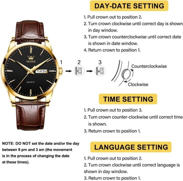 Men's Casual Leather Watch, Easy to Read Analog Dress Watch,...
