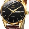 Men's Casual Leather Watch, Easy to Read Analog Dress Watch,...