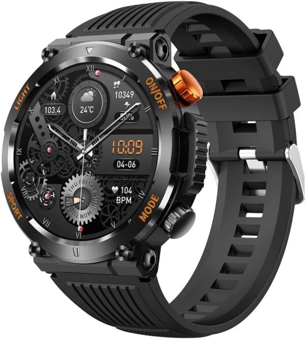 Men Military Intelligent Watch 1.46 inch HD LED Flashlight C...