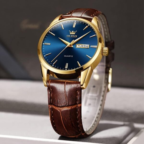 OLEVS Amazon Watches,Brown Leather Watch for Men,Men Day Dat...