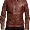 Mens Leather Jacket - Real Lambskin Classic Vintage Style Le...