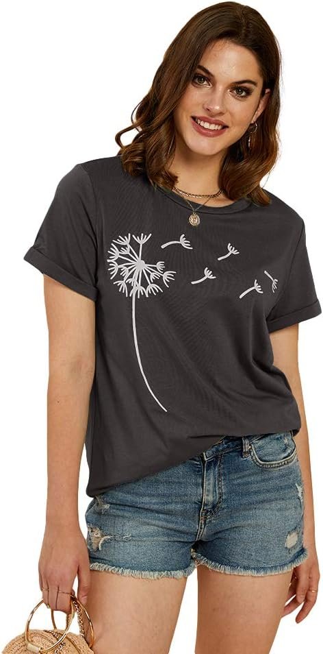 Cicy Bell Women's Dandelion Print T Shirts Cute Graphic Tees...