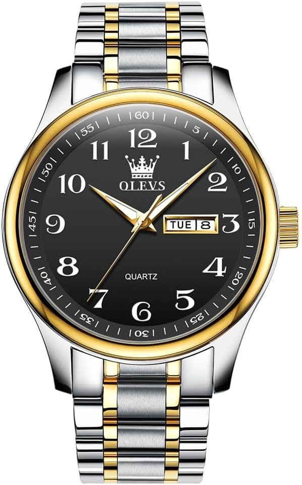 Men's Casual Stainless Steel Watch, Big Face Easy to Read An...